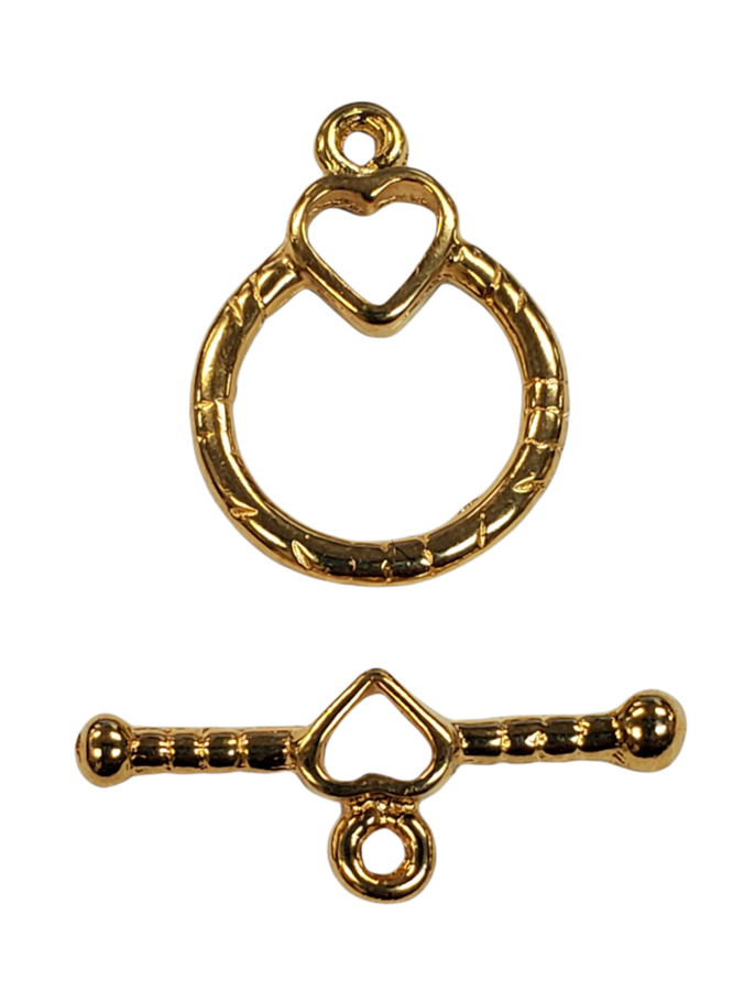 Gold Plate over Sterling Silver Round Heart Toggle