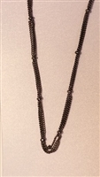 3 Strand Curb with bead Hematite Plated Finished Necklace Chain-18"