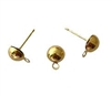 1/2 Ball Earring Post with Loop - 6mm - Gold plated