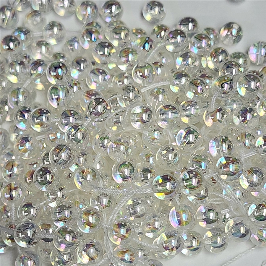 5mm Japanese Quality Acrylic Pearls - Clear Iridescent