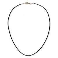 2mm Round Black Leather Finished Necklace- 16"