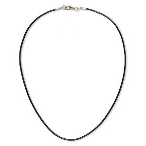2mm Round Black Leather Finished Necklace- 24"