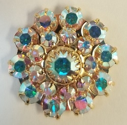 Swarovski Large Flowerette with Stones-CRYSTAL AB/GOLD