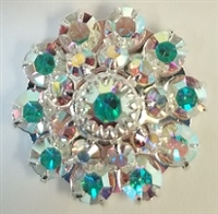 Swarovski Large Flowerette with Stones-CRYSTAL AB/SILVER