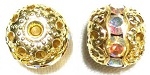 8mm One Row Large Stone Filigree Bead Crystal AB/Gold