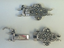 Marcasite "Club" 2-strand Box Clasp with safety latch