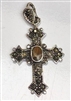 Marcasite /Semi-Precious Jasper Cross Pendant/Charm