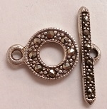 Marcasite 10mm Round Toggle