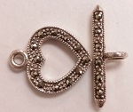 Marcasite 15mm Heart Toggle