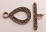 Marcasite 18mm Teardrop Toggle