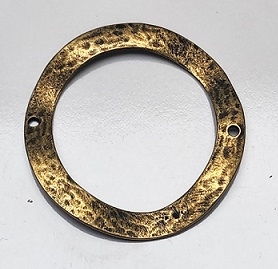 Plated Pewter Connector- Wavy Hammered Open Round