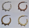 Plated Pewter Earring- 28mm Hammered Open Hoop- 3 loops