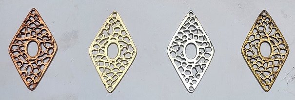 Plated Pewter Connector- Filigree Diamond
