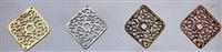 Plated Pewter Connector- Filigree Square