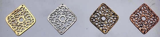 Plated Pewter Connector- Filigree Square