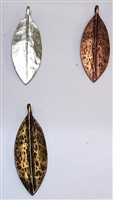 Plated Pewter Pendant- Domed Hammered Leaf