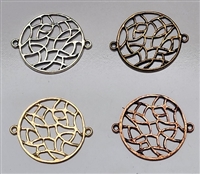 Plated Pewter Connector- Filigree Round