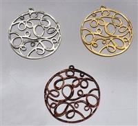 Plated Pewter Pendant- Swirl Round
