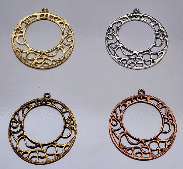 Plated Pewter Pendant- Open Swirl Round