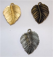 Plated Pewter Pendant- 41 x 21mm Leaf