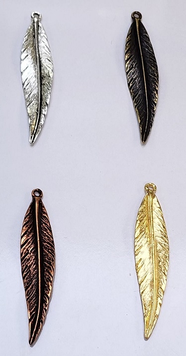 Plated Pewter Pendant-Feather