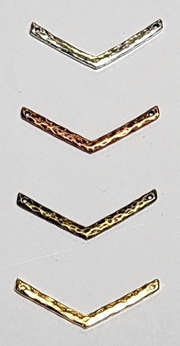 Plated Pewter Connector- 31mm Hammered Chevron