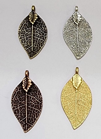 Plated Pewter Pendant- Textured Leaf