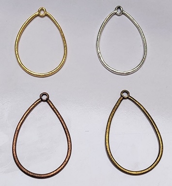 Plated Pewter Pendant- Etched Teardrop Hoop