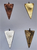 Plated Pewter Pendant- Etched Wavy Triangle
