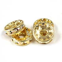 Preciosa Large Hole 10mm Rondelle - Crystal AB/Gold