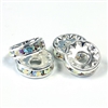 Preciosa Large Hole 10mm Rondelle - Crystal AB/Silver