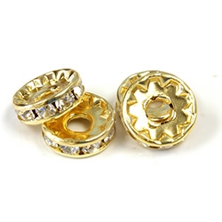 Preciosa Large Hole 10mm Rondelle - Crystal/Gold