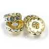 Preciosa Large Hole 12mm Rondelle - Crystal AB/Gold