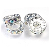 Preciosa Large Hole 12mm Rondelle - Crystal AB/Silver