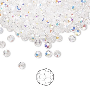 3mm Preciosa Faceted Round Bead - Crystal AB