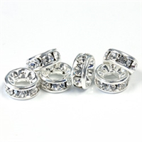 Preciosa Large Hole 8mm Rondelle - Crystal/Silver