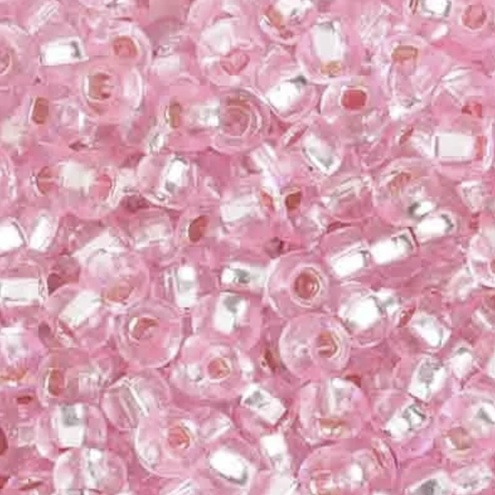 6/0 Preciosa Czech Seed Bead- Pink Dyed Silver Lined (18273)