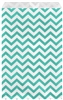 Printed Flat Paper Shopping Bags - Teal Chevron Pattern