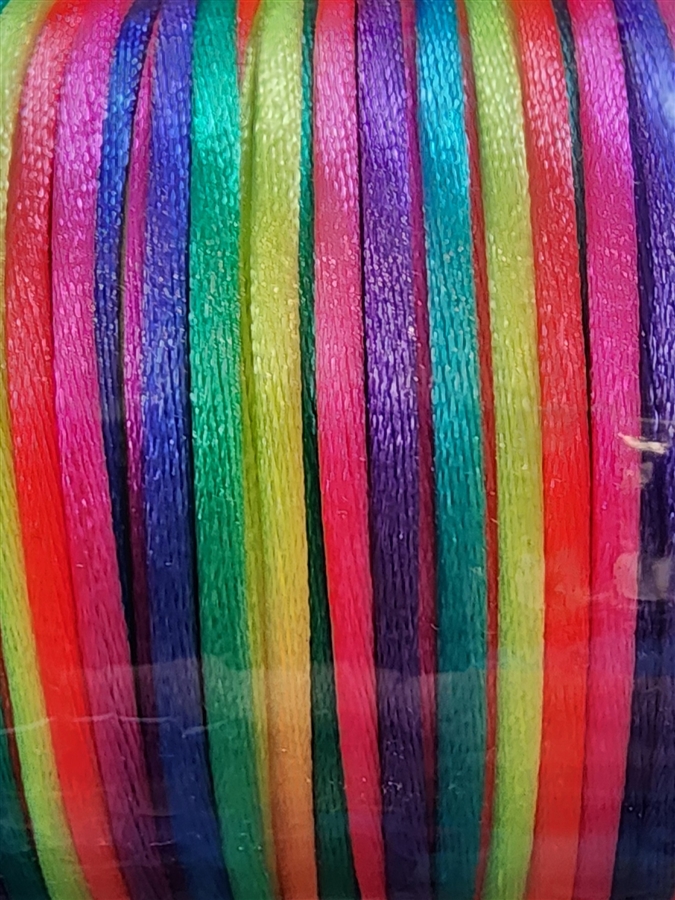 2mm Rattail Craft Cord - Variegated Neon  -100 Yard spool