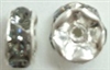 6mm Large Stone Rondell-BLACK DIAMOND/SILVER