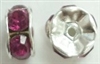 6mm Large Stone Rondell-FUCHSIA/SILVER