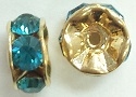 6mm Large Stone Rondell-INDICOLITE/GOLD