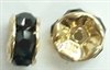 6mm Large Stone Rondell-JET/GOLD