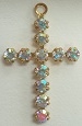Round Stone Cross-23 x 14mm-CRYSTAL AB/GOLD