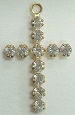 Round Stone Cross-23 x 14mm-CRYSTAL/GOLD