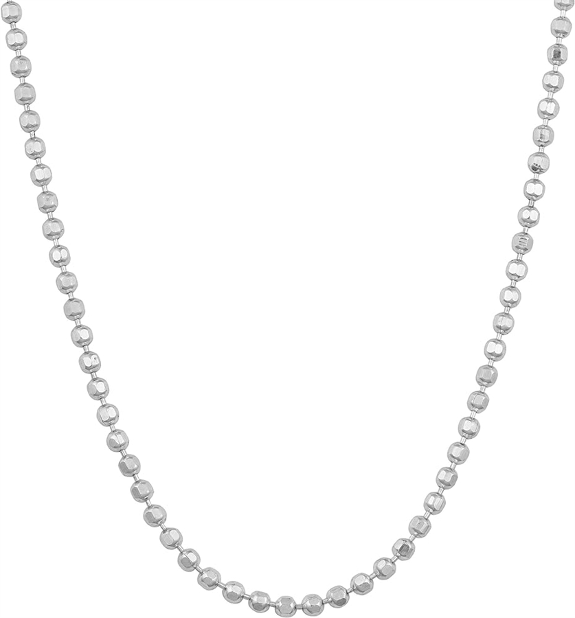 1.5mm Diamond cut Ball Rhodium Plated Finished Necklace Chain