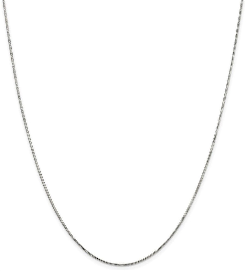 1mm Round snake Rhodium Plated Finished Necklace Chain - 18"