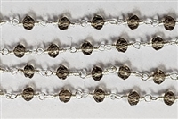 2 x 3mm Faceted Gemstone Cut Rosary Chain- Black Diamond