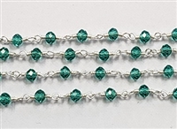 2 x 3mm Faceted Gemstone Cut Rosary Chain-Blue Zircon