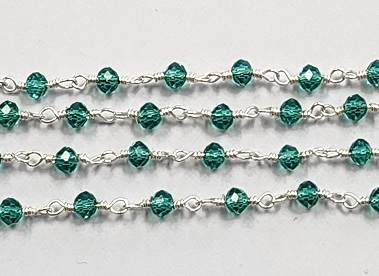 2 x 3mm Faceted Gemstone Cut Rosary Chain-Blue Zircon